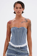 DARLING LACE TRIM DENIM CORSET