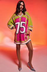 COURTSIDE OR SEASIDE CROCHET JERSEY DRESS