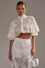 EVA LACE SHORT SLEEVE BUTTON DOWN