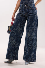ELEVATED WIDE LEG DENIM WITH RHINESTONES