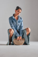 CRAZY ENOUGH LACE UP FLARE DENIM