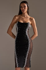 CHAMPAGNE EDIT RHINESTONE MIDI DRESS