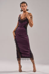 ESSENTIAL LACE TRIM SATIN SLEEVELESS MIDI DRESS