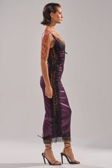 ESSENTIAL LACE TRIM SATIN SLEEVELESS MIDI DRESS