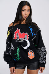 DEEP THOUGHTS OVERSIZED GRAPHIC SWEATSHIRT
