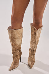 AZALEA WANG ANSEL BROWN COW HAIR STILETTO BOOT