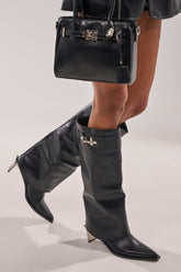AZALEA WANG CHRONO BLACK METAL HEEL BOOT