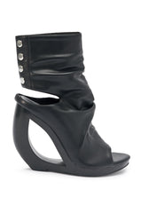 AZALEA WANG CIRCOS BLACK WEDGE BOOTIE