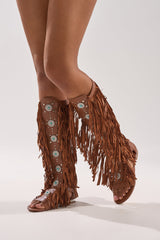 AZALEA WANG DUSTINE BROWN GLADIATOR EMBELLISHED SANDAL