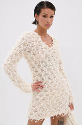 ELINA SHAGGY MESH MINI DRESS