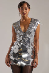 DANCE THE NIGHT AWAY SEQUIN MINI DRESS IN SILVER