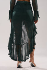 EMERALD RUCHED HIGH LOW SKIRT