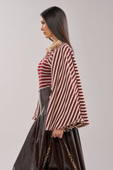 ALMA STRIPE COLLARED BODYSUIT