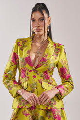BUY MYSELF FLOWERS BROCADE BLAZER IN LIME