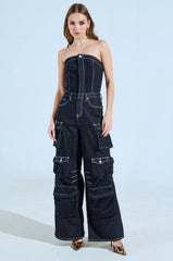 CAUGHT YOUR EYE DENIM JUMPSUIT