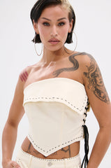 BREAK MY LOVE LINEN TUBE TOP