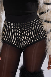 COOLEST GIRL ON THE BLOCK MESH HOT SHORT WITH STUDS