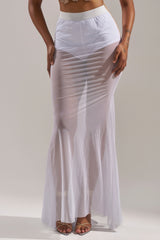 DANCING QUEEN MESH MAXI SKIRT IN WHITE