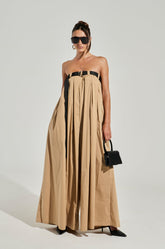 DIANE STRAPLESS OVERSIZED KHAKI JUMPSUIT