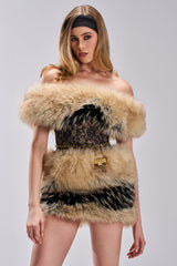 COOL GIRLS ONLY LACE FUR MINI DRESS