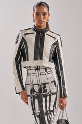 BETTER LUCK CROPPED MOTO IN BLACK WHITE