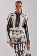 BETTER LUCK CROPPED MOTO IN BLACK WHITE