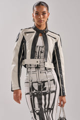 BETTER LUCK CROPPED MOTO IN BLACK WHITE