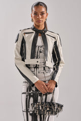 BETTER LUCK CROPPED MOTO IN BLACK WHITE