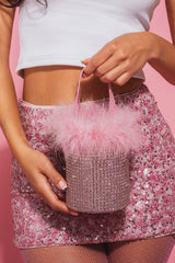 ELLE PINK FEATHER BLING PURSE