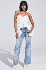 BILLIONAIRE BELLE RHINESTONE AND PEARL JEANS