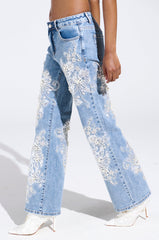 BILLIONAIRE BELLE RHINESTONE AND PEARL JEANS