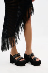 AZALEA WANG MIKAEL BLACK CHUNKY SLIP ON SANDAL