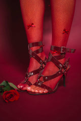 AZALEA WANG MORGANNA BURGUNDY PATENT SEXY STILETTO SANDAL