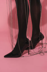 AZALEA WANG NIKOMEDES BLACK PATENT STILETTO PUMP