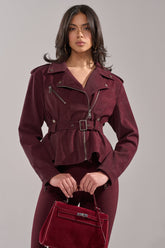 DANI SUEDE EFFECT PEPLUM MOTO