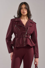 DANI SUEDE EFFECT PEPLUM MOTO