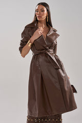 ESPRESSO MARTINI FAUX LEATHER TRENCH
