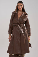 ESPRESSO MARTINI FAUX LEATHER TRENCH