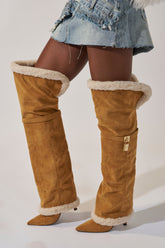 AZALEA WANG RACHANA TAN SHERPA STILETTO BOOT