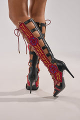 AZALEA WANG SHAI BLACK MULTI GLADIATOR SANDAL