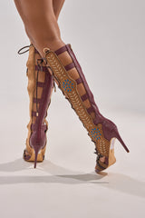 AZALEA WANG SHAI PLUM MULTI GLADIATOR SANDAL
