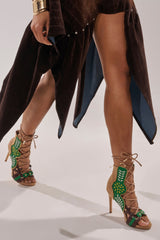 AZALEA WANG SHAINIA GREEN MULTI STILETTO SANDAL