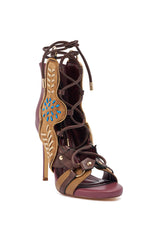 AZALEA WANG SHAINIA PLUM MULTI FAUX SUEDE STILETTO SANDAL