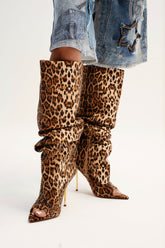 AZALEA WANG SPHYNX LEOPARD OPEN TOE BOOT