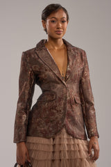 CELESTE EMBELLISHED BROCADE BLAZER