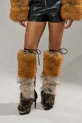 AZALEA WANG STAMOS BLACK MULTI FUR GLADIATOR STILETTO SANDAL