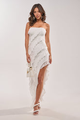 ELLA MESH TUBE DRESS IN WHITE