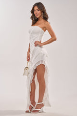 ELLA MESH TUBE DRESS IN WHITE