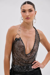 CHAINED DOWN HALTER NECK BLOUSE