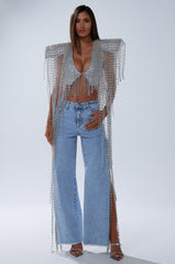 IN MY OWN LANE SILVER BEADED TOP